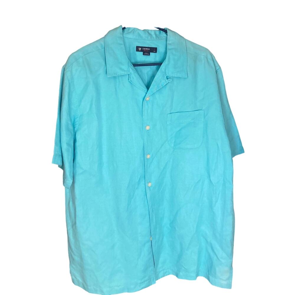 Daniel Cremieux  Blue Silk/Linen Blend Short Sleeve Men’s Shirt, Size L